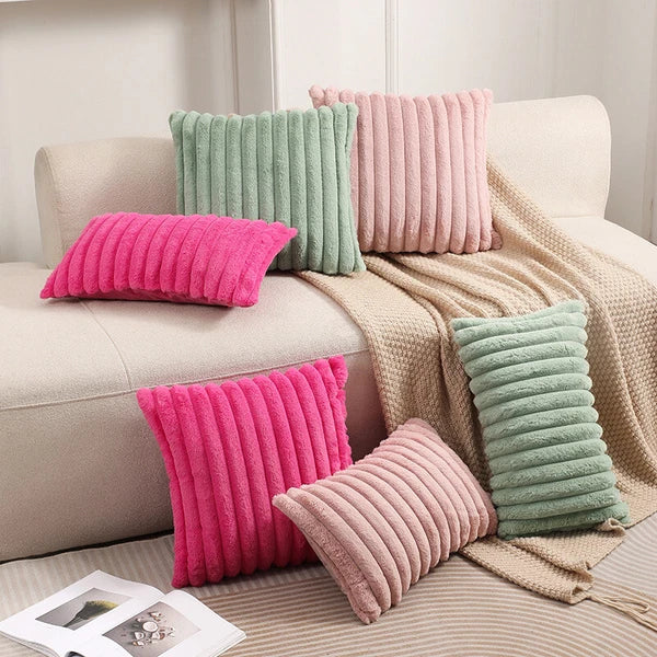 16" 18" 20" 22" 24" Plush Velvet Cushion Cover Sofa Bed Soft Plain Pillow Case