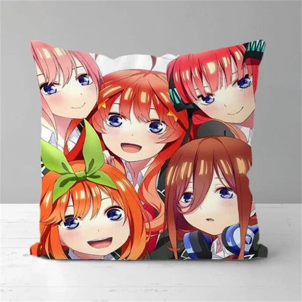 Anime Girl Pillow Covers Decor Sofa Print Quintuplets Short Plush Cushion Cover