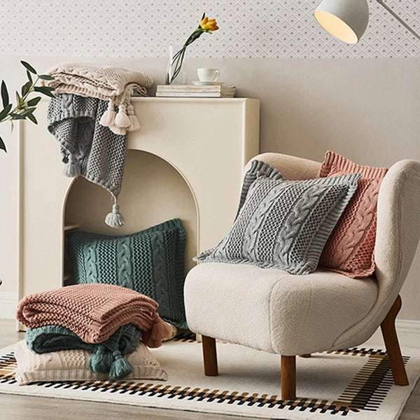 45*45cm Square Knitted Pillowcase Throw Waist Cushion Covers Sofa Bed Home Decor
