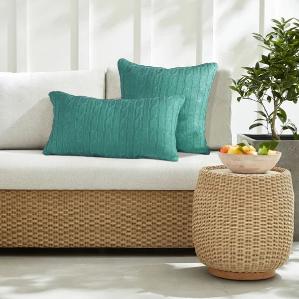 2x Cable Knit Decorative Throw Pillow Cover Square Warm Cushion Cover for Couch