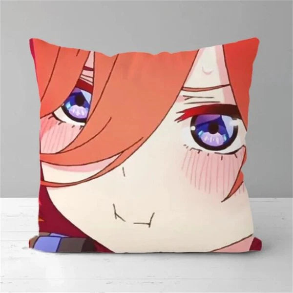 Anime Girl Pillow Covers Decor Sofa Print Quintuplets Short Plush Cushion Cover