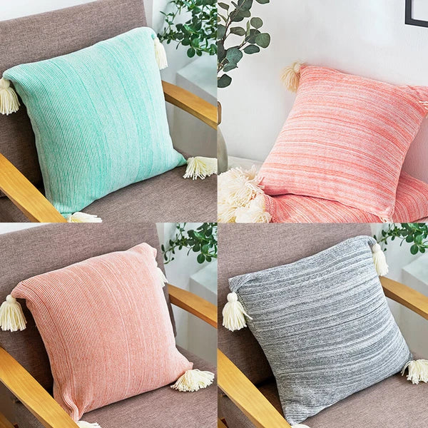 45cm Square Pillowcase Sofa Bed Waist Cushion Cover Tassel Pillow Case Decor 1pc