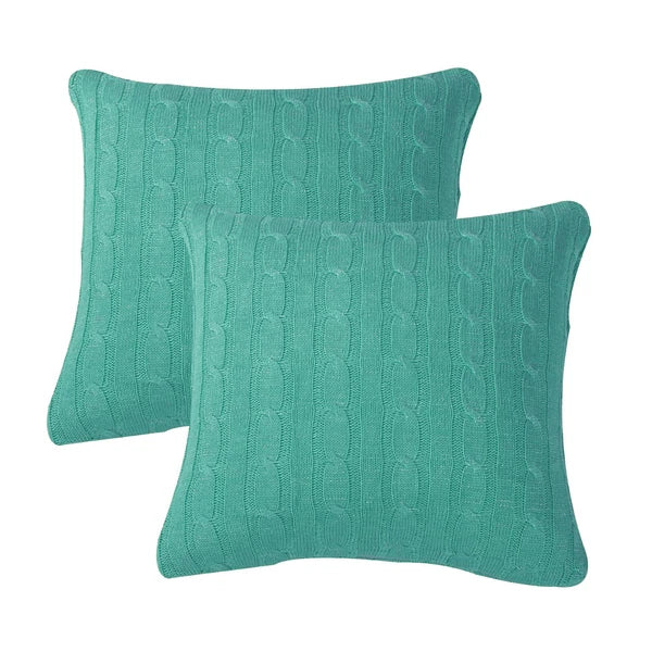 2x Cable Knit Decorative Throw Pillow Cover Square Warm Cushion Cover for Couch