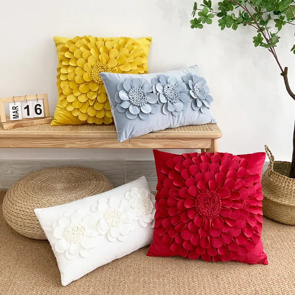 1X Velvet 3D Flower Pillowcase Cushion Pillow Cover Case Bedding Sofa Home Decor