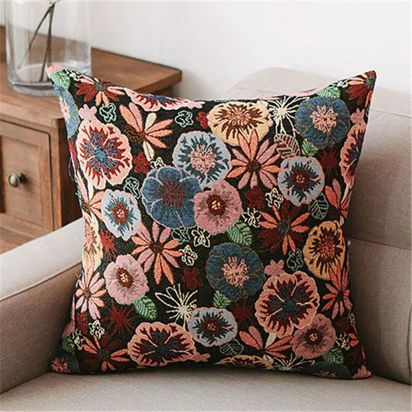 24 x 24in Cotton Linen Blend Home Throw Pillow Cover Case Sofa Bed Cushion Cover