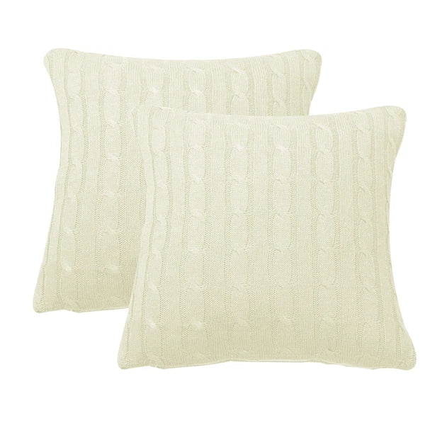 2x Cable Knit Decorative Throw Pillow Cover Square Warm Cushion Cover for Couch