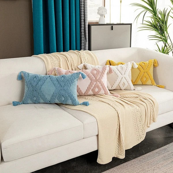 1PC Moroccan Cushion Cover Embroidered Tufted Pillow Case for Bedroom Sofa Decor