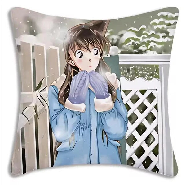 Anime Detective Pillow Covers Cartoon Sofa Decor Print Short Plush Cushion Cover