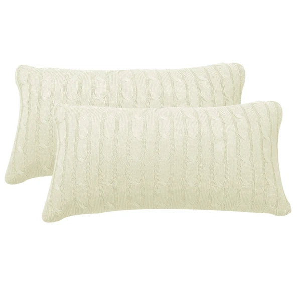 2x Cable Knit Decorative Throw Pillow Cover Square Warm Cushion Cover for Couch