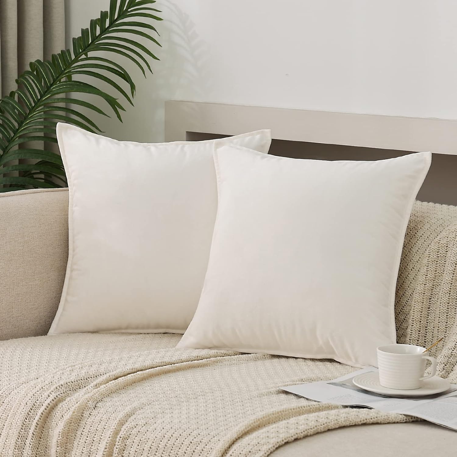 Throw Pillow Covers Pack of 2 Soft Decorative Square Cushion Covers for Couch