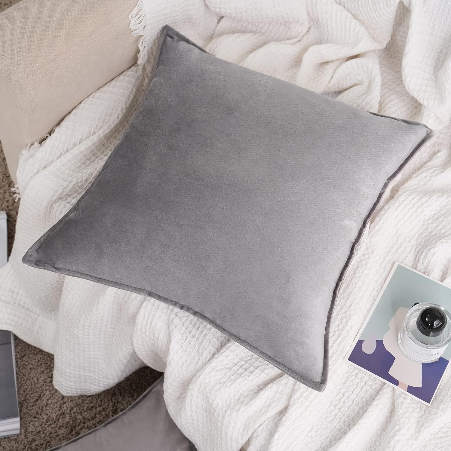 Throw Pillow Covers Pack of 2 Soft Decorative Square Cushion Covers for Couch