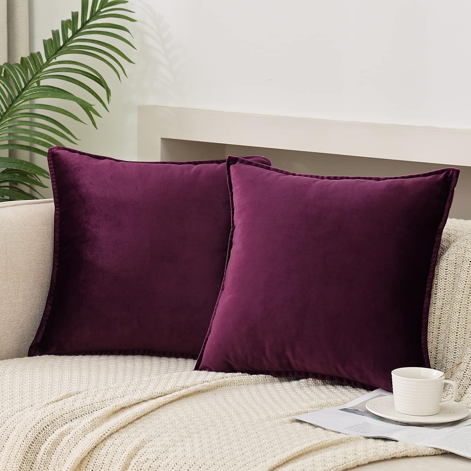 Throw Pillow Covers Pack of 2 Soft Decorative Square Cushion Covers for Couch