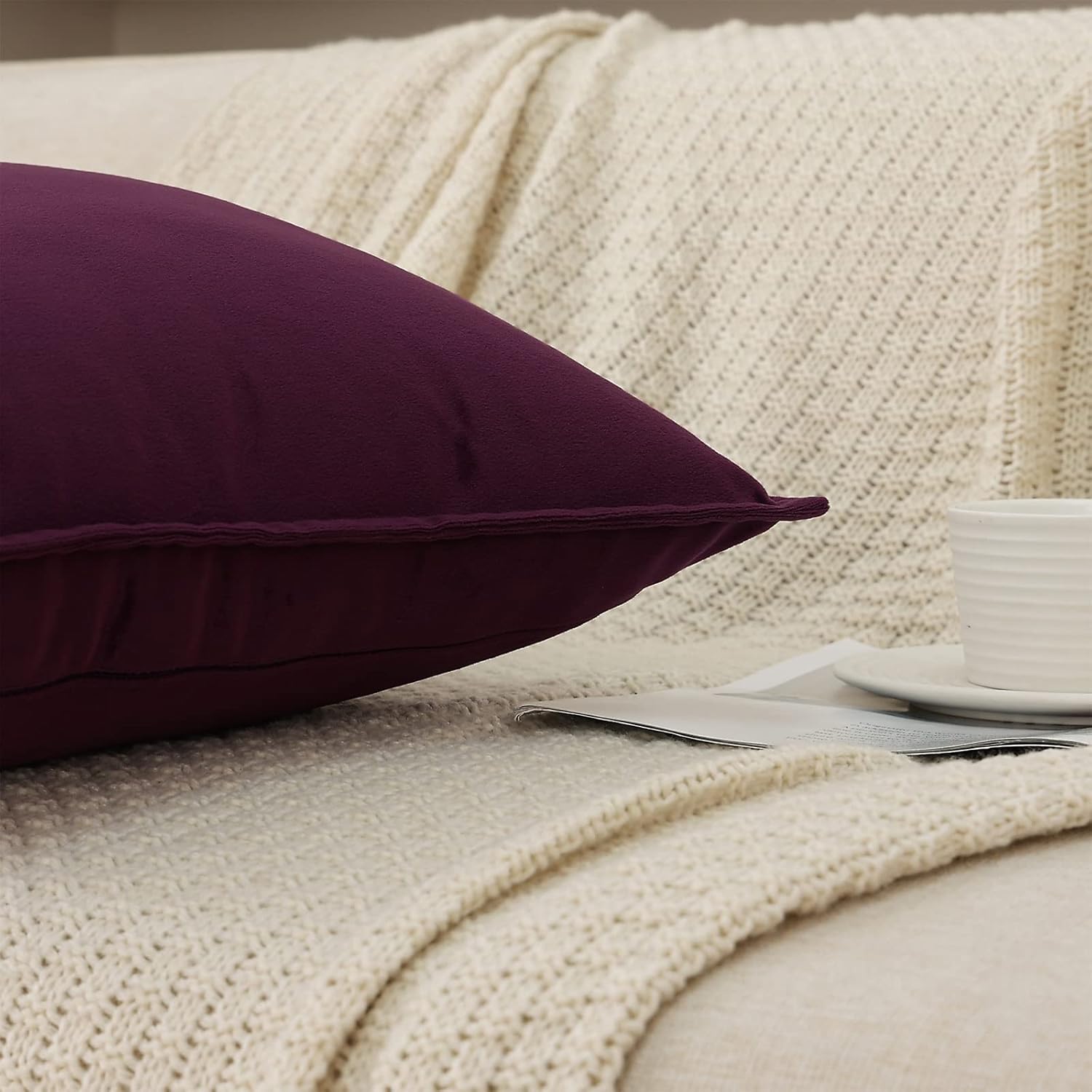 Throw Pillow Covers Pack of 2 Soft Decorative Square Cushion Covers for Couch