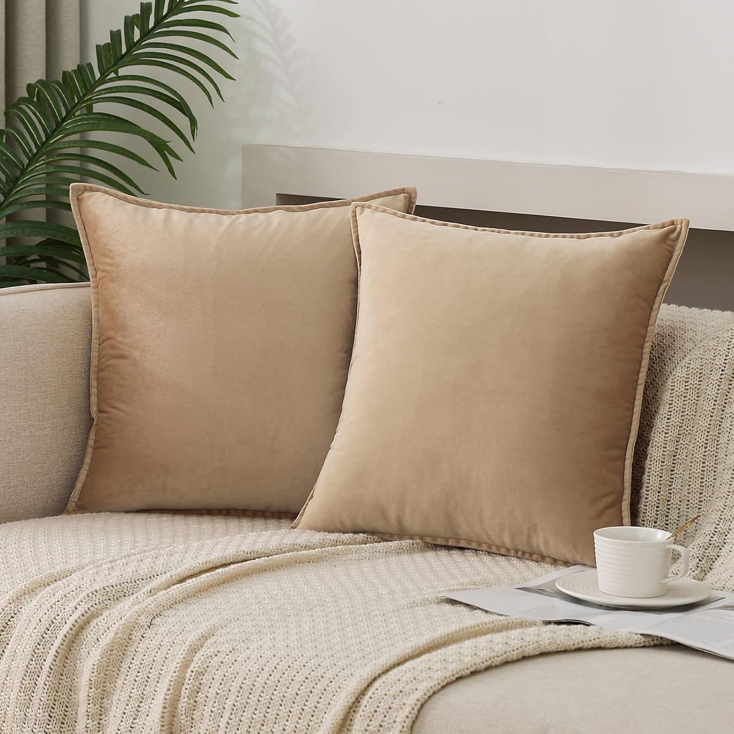 Throw Pillow Covers Pack of 2 Soft Decorative Square Cushion Covers for Couch