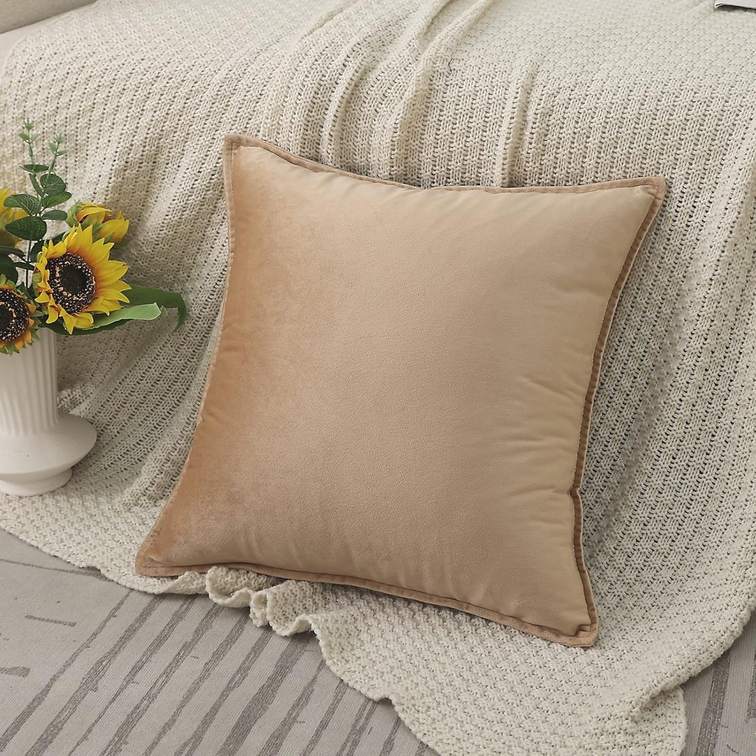 Throw Pillow Covers Pack of 2 Soft Decorative Square Cushion Covers for Couch