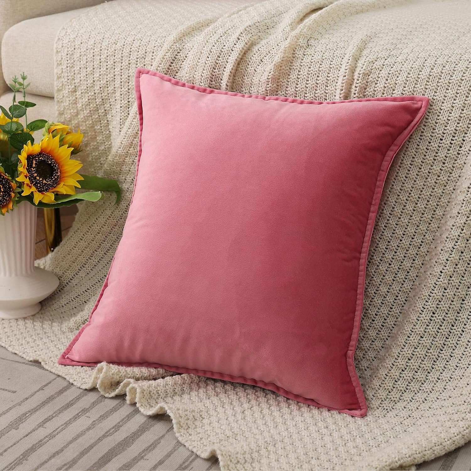 Throw Pillow Covers Pack of 2 Soft Decorative Square Cushion Covers for Couch