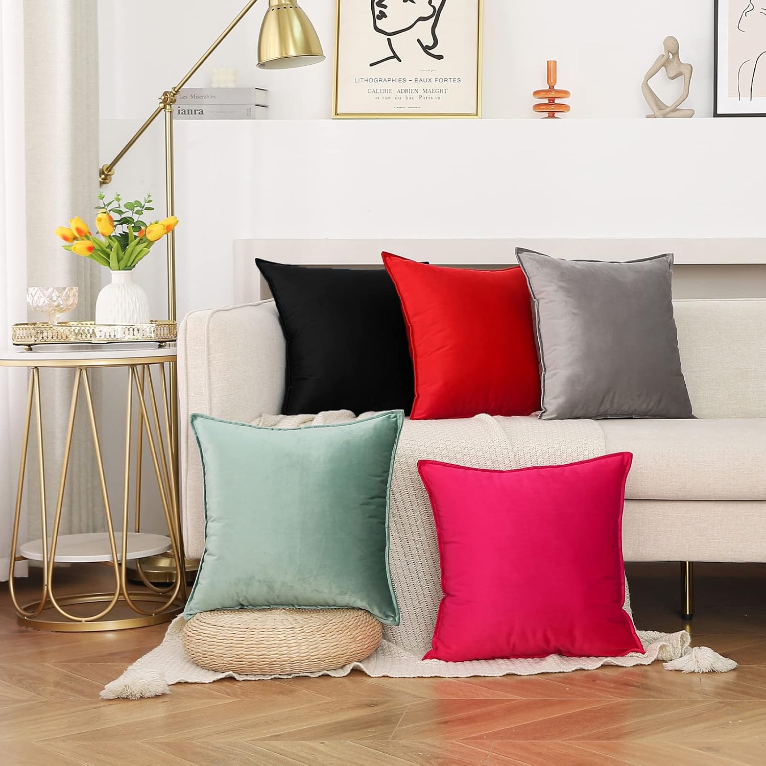 Throw Pillow Covers Pack of 2 Soft Decorative Square Cushion Covers for Couch