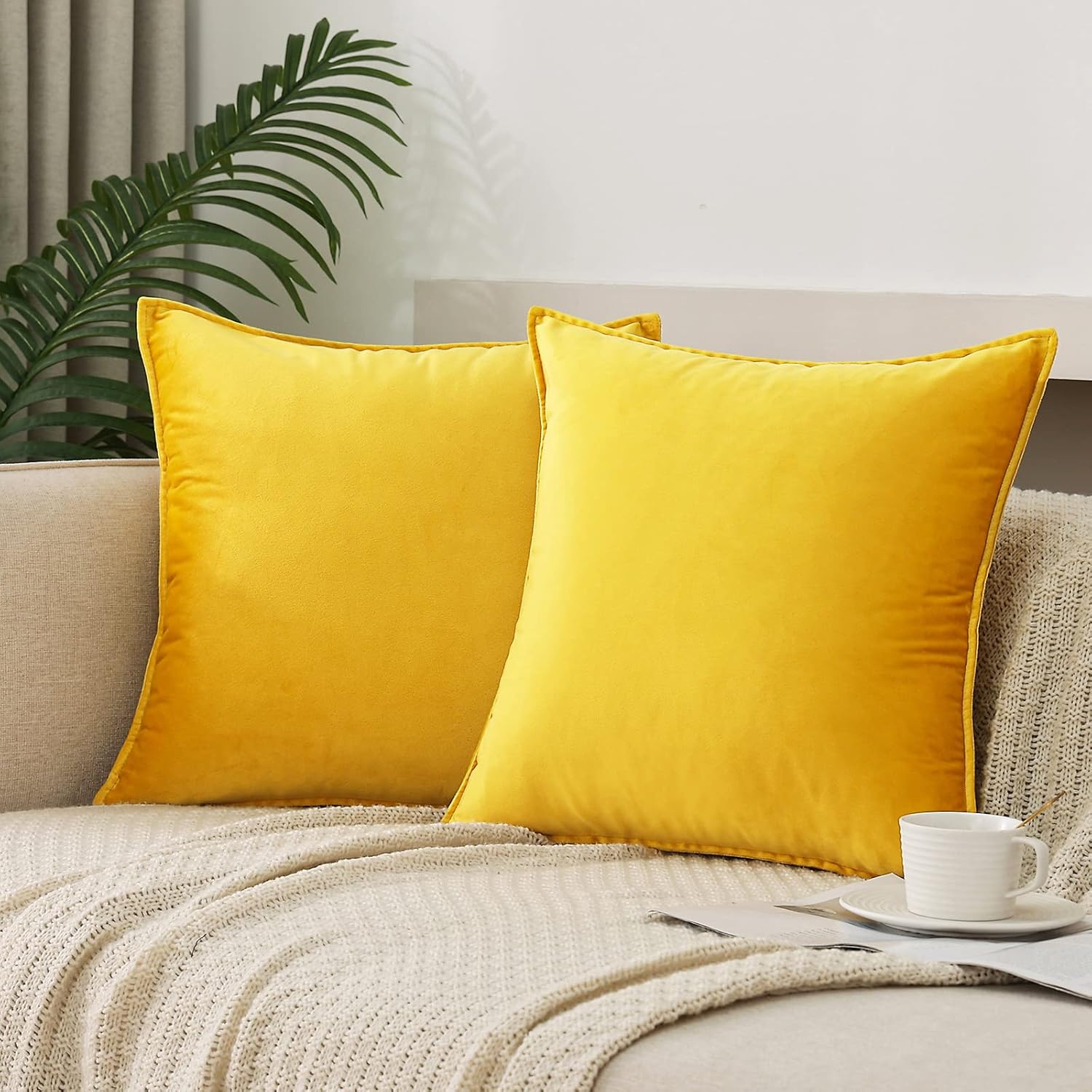 Throw Pillow Covers Pack of 2 Soft Decorative Square Cushion Covers for Couch
