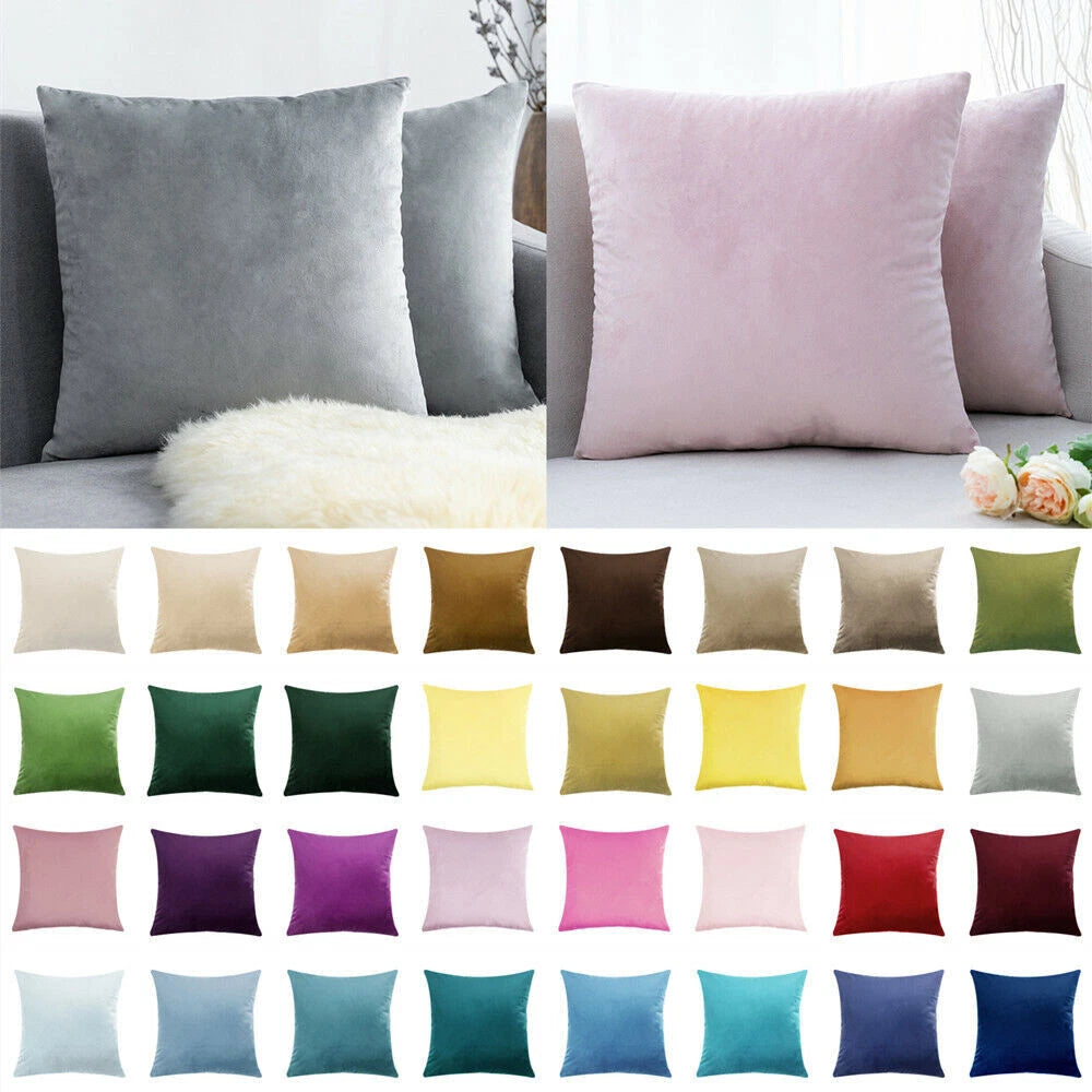 UK 16" 18" 20" 22" 24" Velvet Cushion Cover Pillow Case Home Sofa Bed Decor