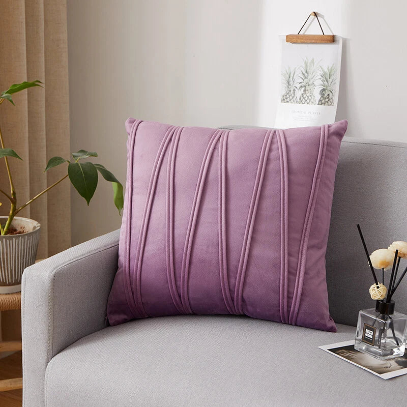 Plain Velvet Cushion Covers Stripe Pillow Case for Sofa Couch Bedroom 16 Colours