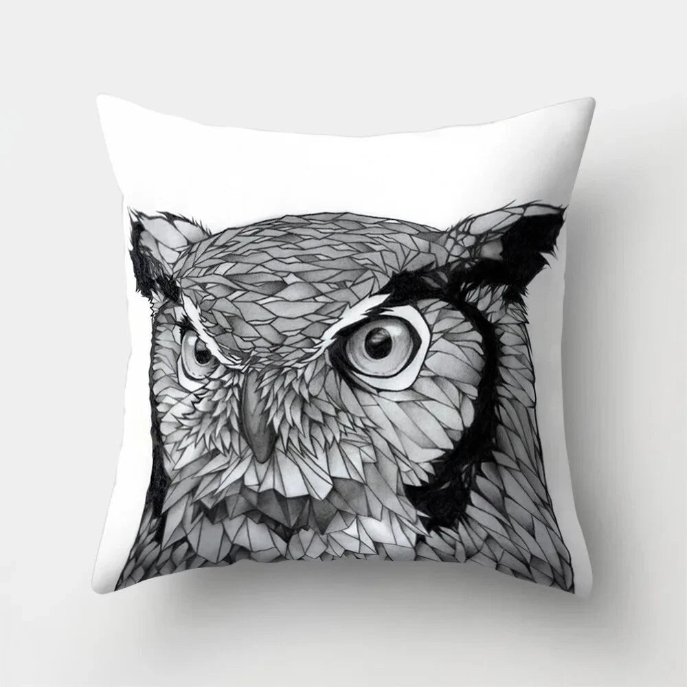 Decorative Sofa Bed Cushion Cover Owl Pattern Polyester Throw Pillow Pillowcase
