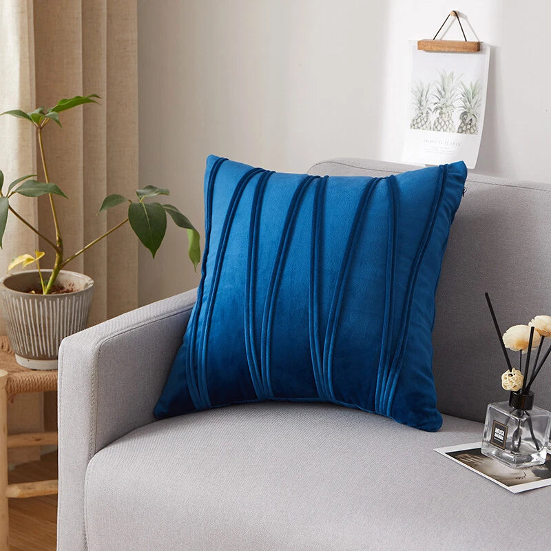 Plain Velvet Cushion Covers Stripe Pillow Case for Sofa Couch Bedroom 16 Colours
