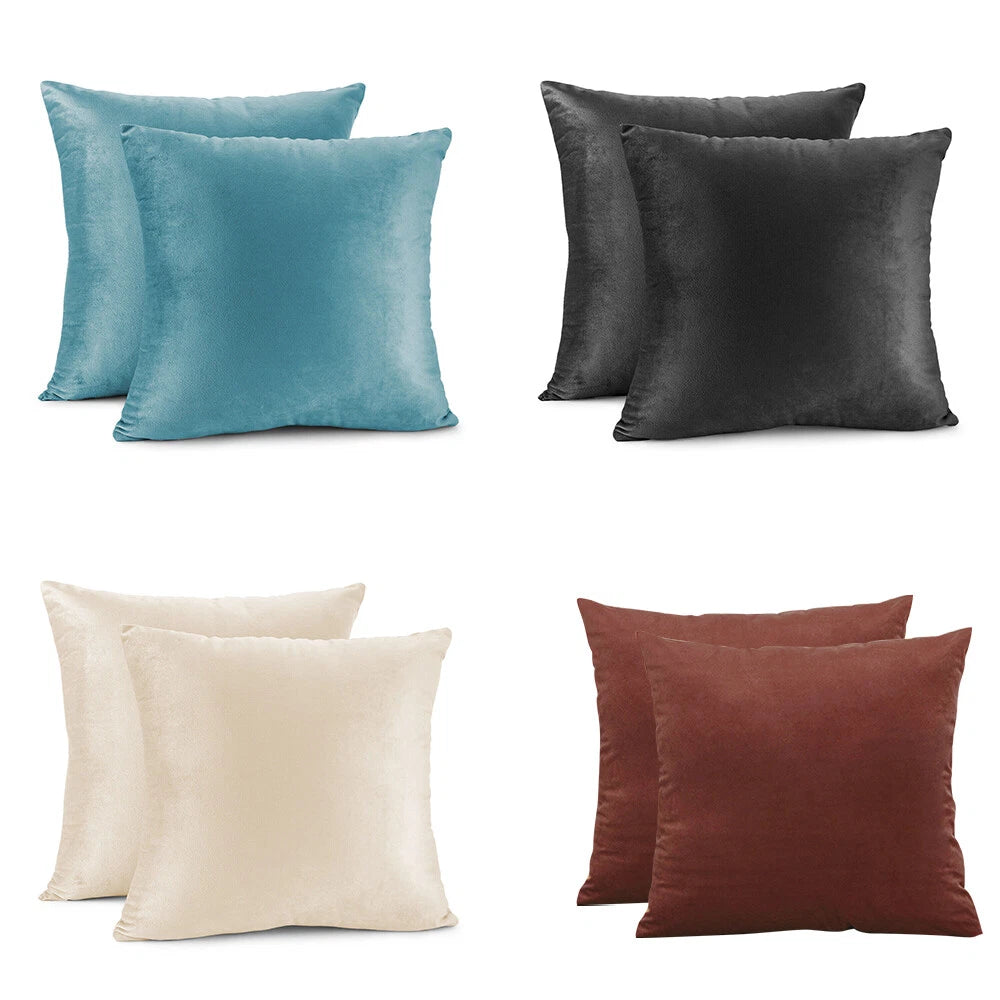 Throw Pillowcases Covers Velvet Cushion Case For Home Sofa Décor Set of 2