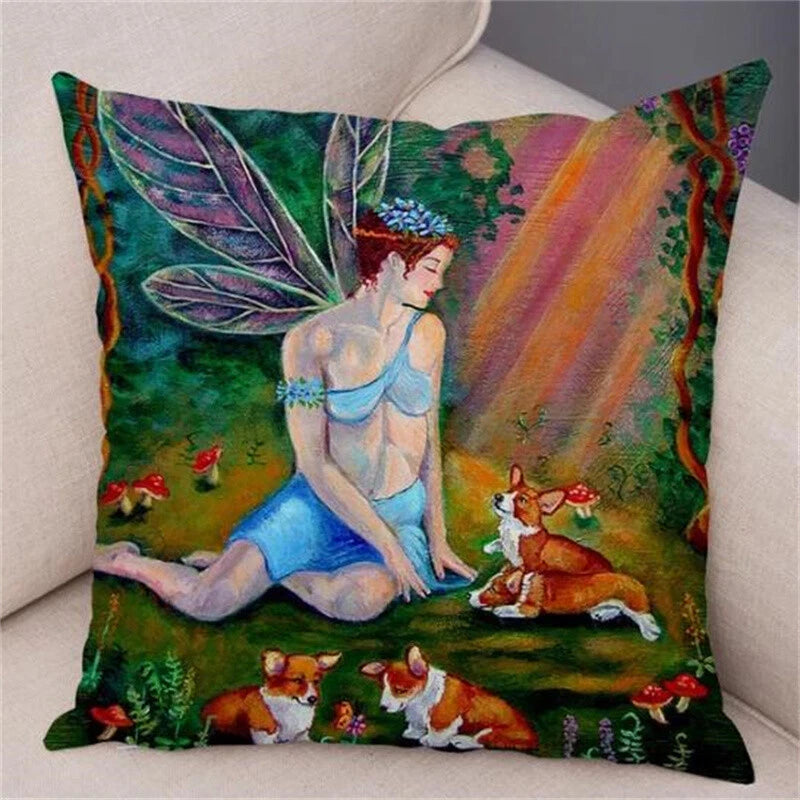 Welsh Corgi Pembroke Cushion Cover for Sofa Decor Cartoon Dog Pillow Case