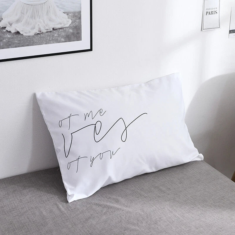 White Cushion Cover Letter Printed Pilow Case 2Pcs Pillowcase Bedroom Throw Sofa