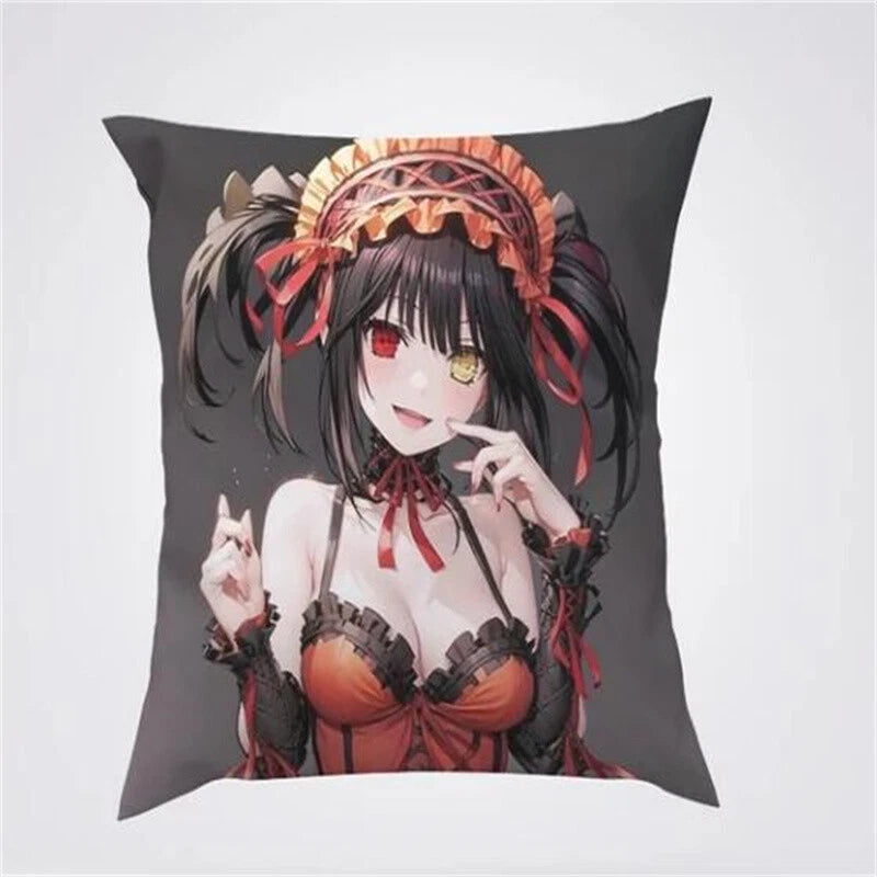 Anime Cartoon Tokisaki Kurumi Print Cushion Cover Sofa Home Decor Pillowcase