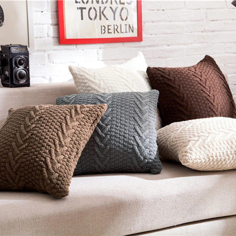 Home Sofa Bed Pillowcase Crochet Knitted Fashion Decor Waist Throw Cushion Cover
