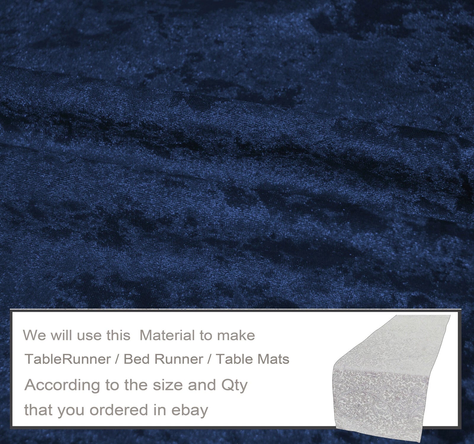 Mv19 Dark-Blue Crushed Velvet Sofa Seat Patio Bench Cushion Bolster Cover/Runner