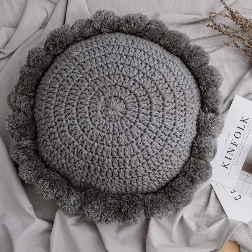 Round Knitted Waist Pillow Throw Sofa Car Office Chair Cushion Pillows Pad Decor