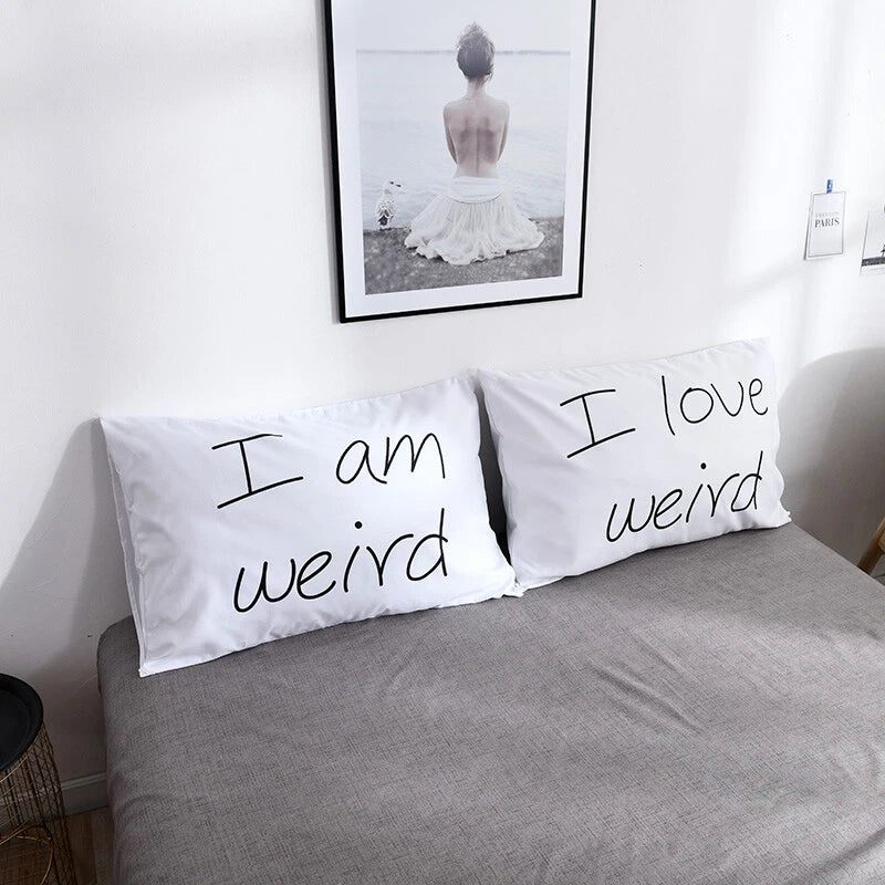 White Cushion Cover Letter Printed Pilow Case 2Pcs Pillowcase Bedroom Throw Sofa
