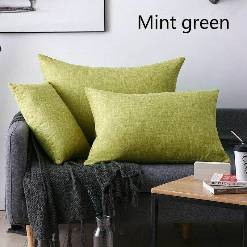 2X Cushion Cover Pillow Cases Solid Color Large Rectangle Sofa Bed Home Decor
