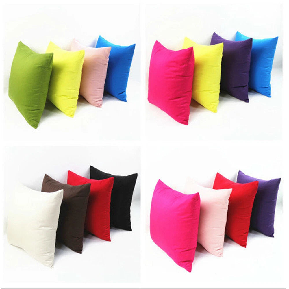 Cushion Cover Cotton Blend Sofa Car Office Home Solid Color Large Pillowcase