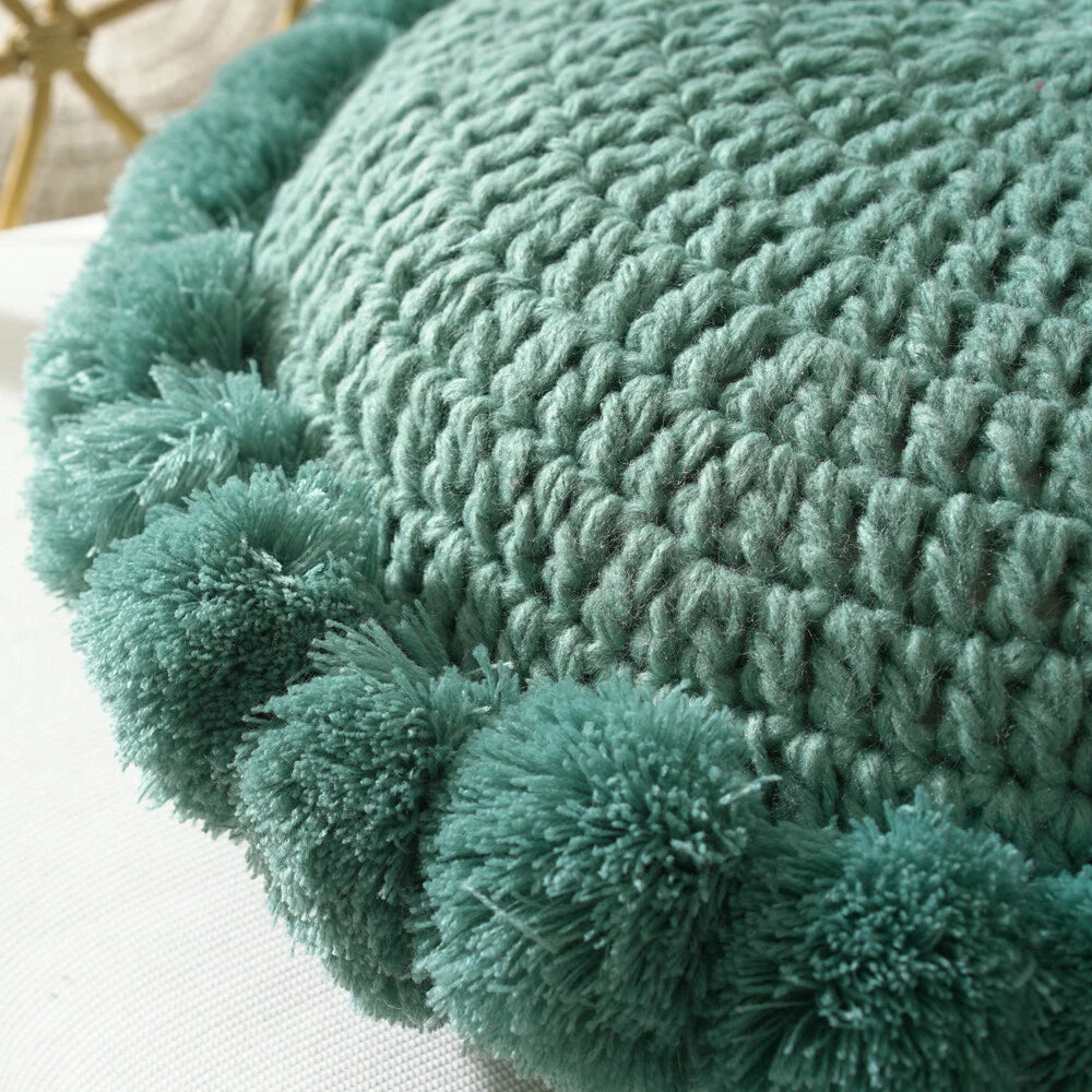 Round Knitted Waist Pillow Throw Sofa Car Office Chair Cushion Pillows Pad Decor