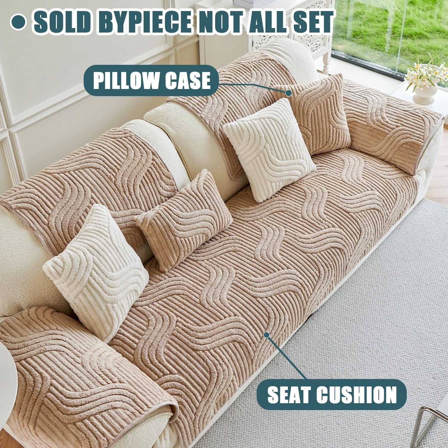 Washable sofa cover, pillowcase, anti-slip decoration for sofa seat cushion