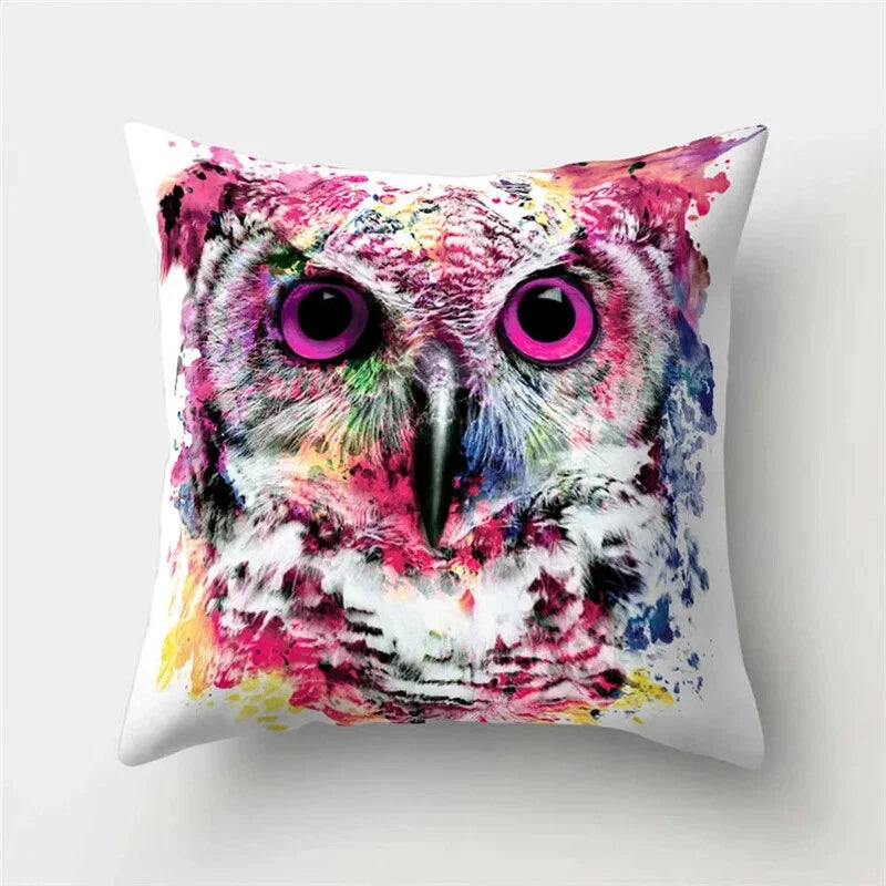 Decorative Sofa Bed Cushion Cover Owl Pattern Polyester Throw Pillow Pillowcase