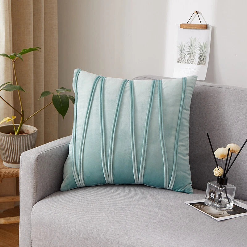 Plain Velvet Cushion Covers Stripe Pillow Case for Sofa Couch Bedroom 16 Colours