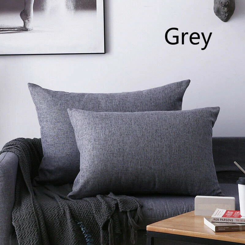 2X Cushion Cover Pillow Cases Solid Color Large Rectangle Sofa Bed Home Decor
