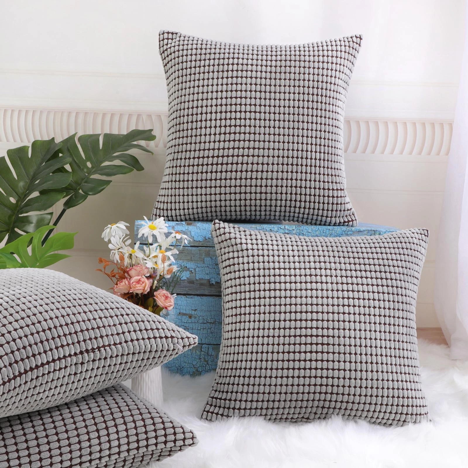 Set of 4 Throw Pillow Cases Cover Pillowcase Cushion Covers Home Sofa Bed