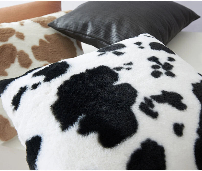 Cow Printing Cushion Cover Soft Plush Throw Sofa Pillow Case Decorative Home Bed