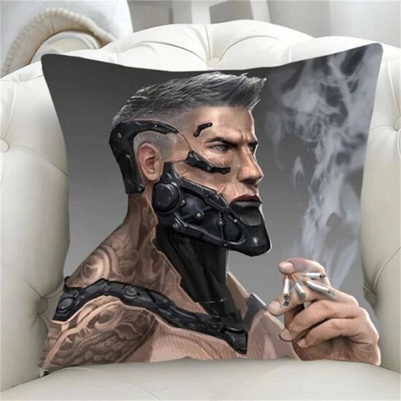 Robot Pillow Cover Pillowcase Decorative for Chair Cushion Fall Short Plush Sofa