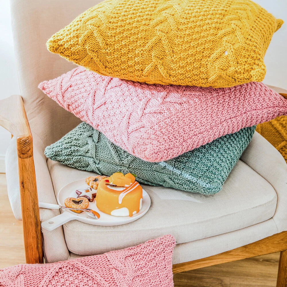 Home Sofa Bed Pillowcase Crochet Knitted Fashion Decor Waist Throw Cushion Cover
