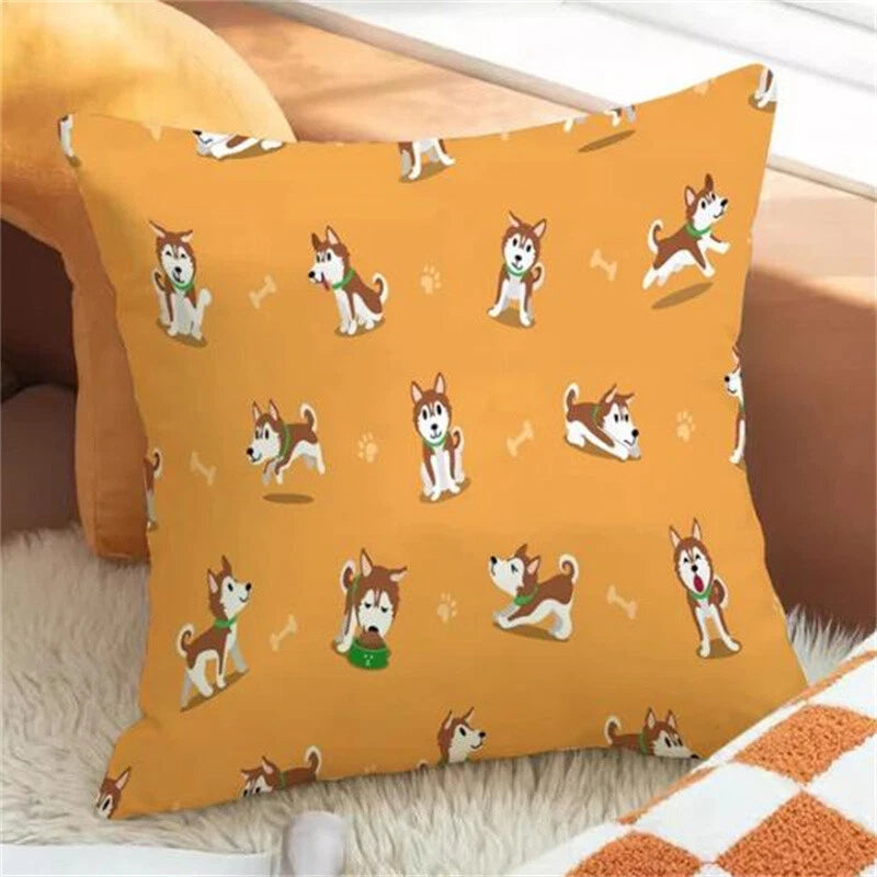 Cartoon Dog Pillowcases for Cushion Cover Car Decoration Sofa Cushion Fall Decor