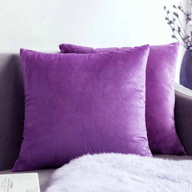 UK 16" 18" 20" 22" 24" Velvet Cushion Cover Pillow Case Home Sofa Bed Decor