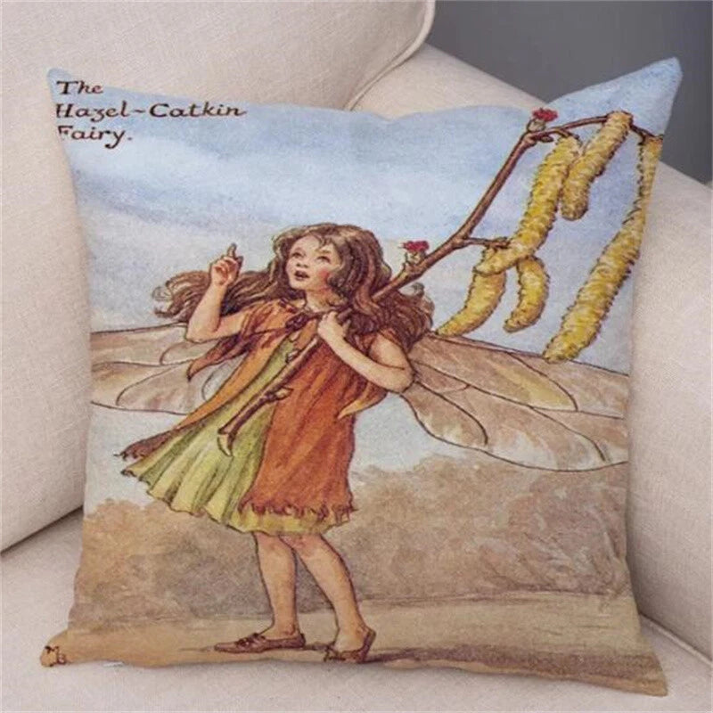 Vintage Cartoon Elves Cushion Cover Decor Pillow Case Short Plush for Sofa Home
