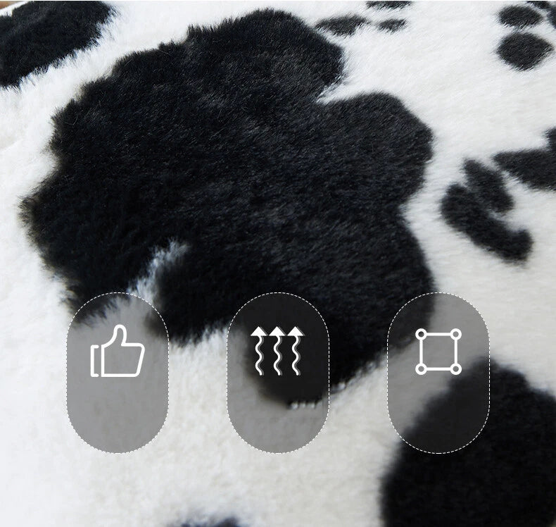 Cow Printing Cushion Cover Soft Plush Throw Sofa Pillow Case Decorative Home Bed