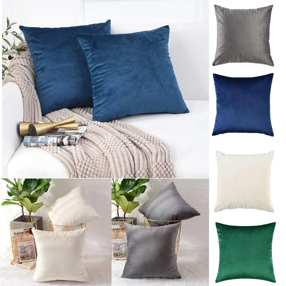 1/2Pcs Throw Pillow Covers Sofa Decor Velvet Cushion Bed Soft Cases 16/18/20" US